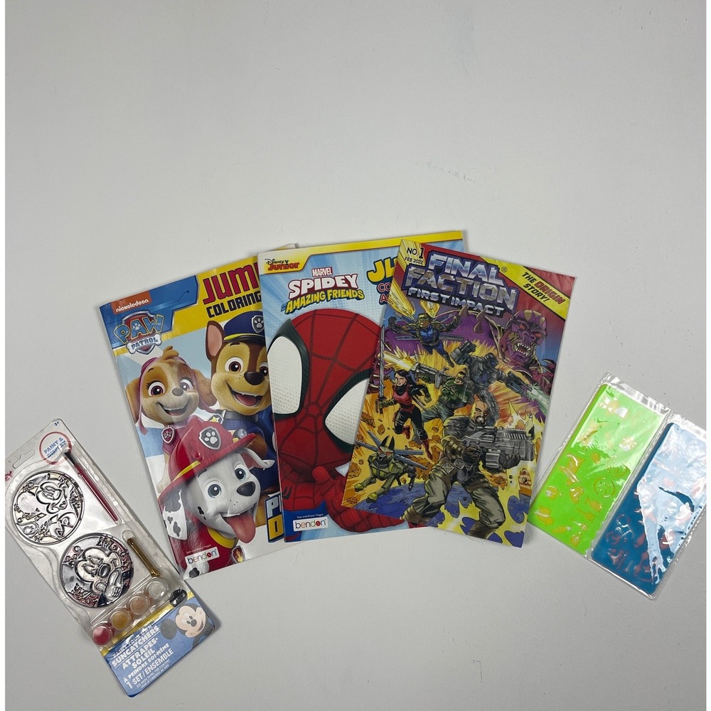 Kids Activity Bundle Paw Patrol Spidey Coloring Books Mickey Suncatcher Stencils